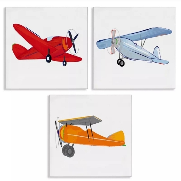 Stupell Industries Triple Colorful Airplanes Drawing, 14" x 1.5" X 11" - Picture 13 of 14
